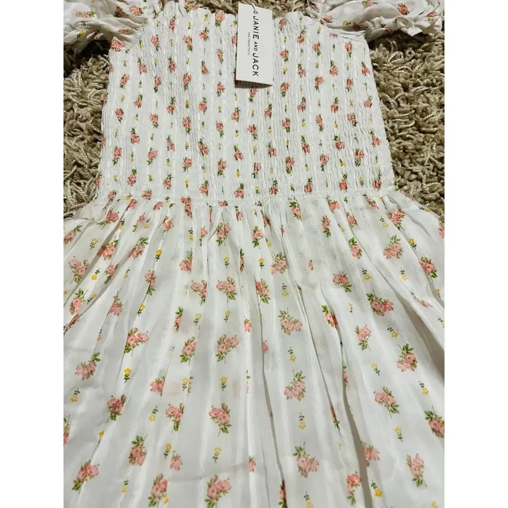 NWT❤️Janie and Jack The Grace Floral Smocked Puff Sleeve Dress sz8
